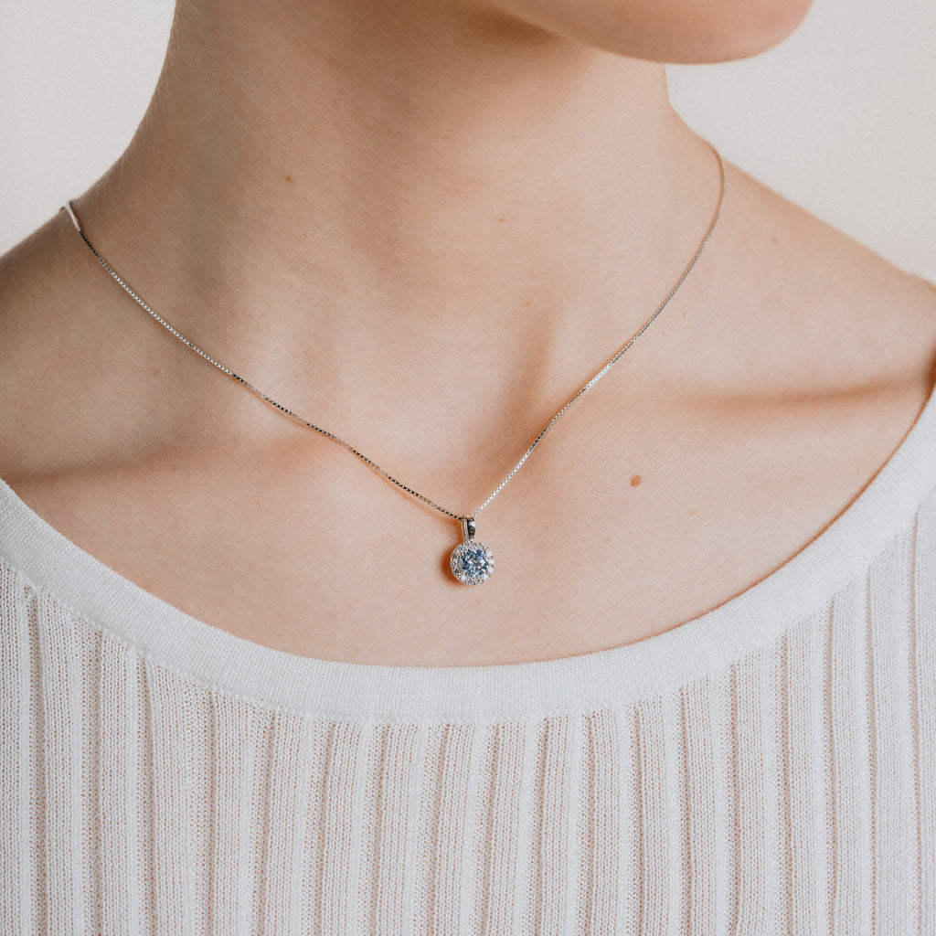 Diamonfire Blue Pave Set Pendant – Sterling Silver Cubic Zirconia