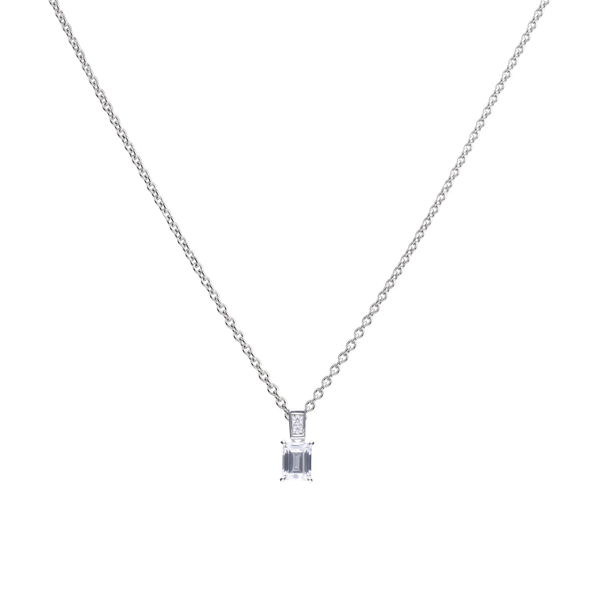 Diamonfire Emerald Cut Zirconia Pendant – Triple Plated Sterling Silver