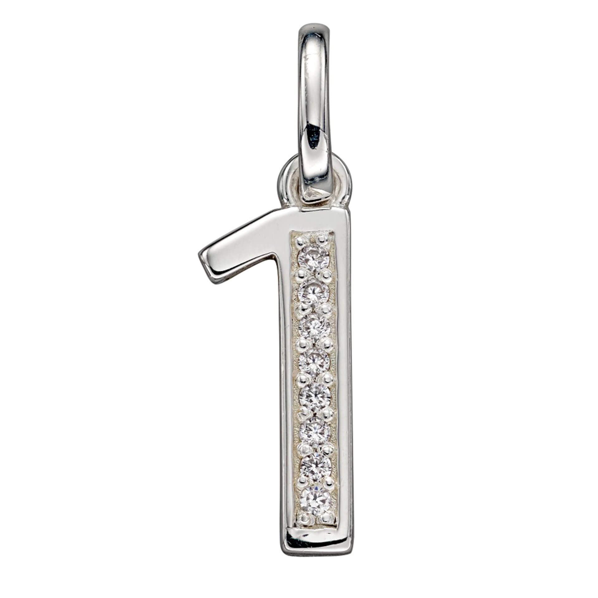 Gecko Jewellery Sterling Silver Number Pendant with Cubic Zirconia