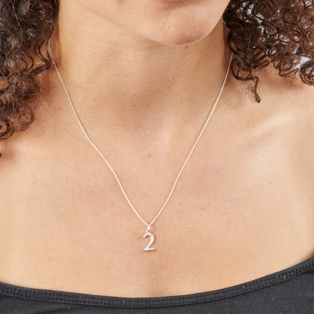Gecko Jewellery Sterling Silver Number Pendant with Cubic Zirconia