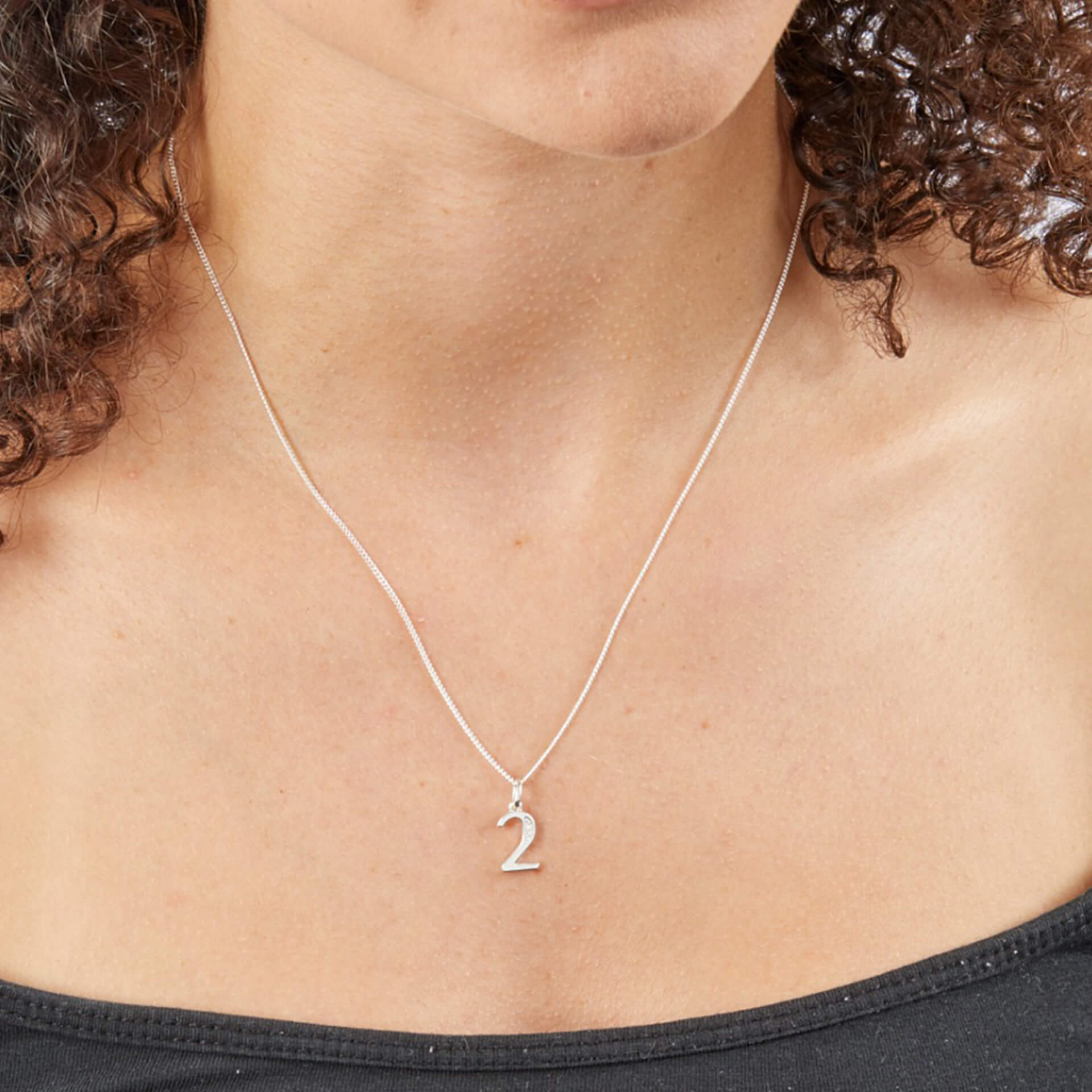 Gecko Jewellery Sterling Silver Number Pendant with Cubic Zirconia