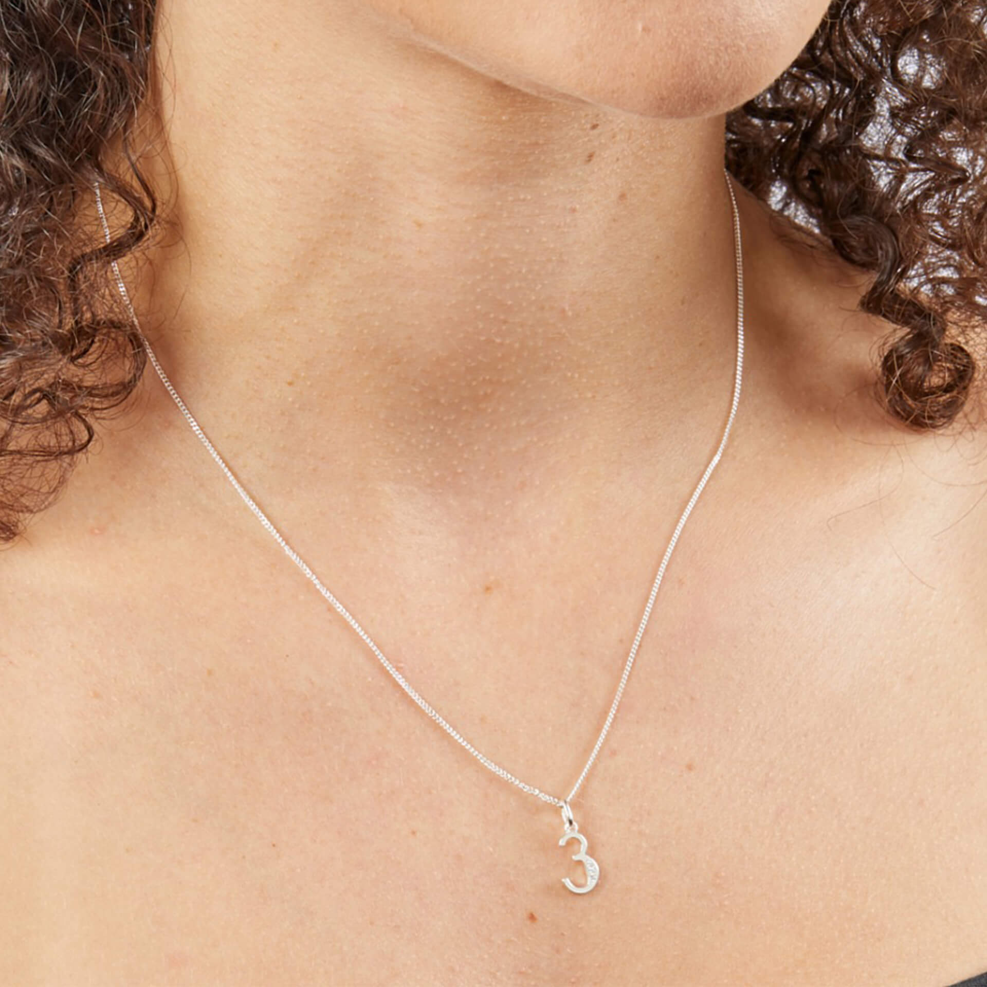 Gecko Jewellery Sterling Silver Number Pendant with Cubic Zirconia