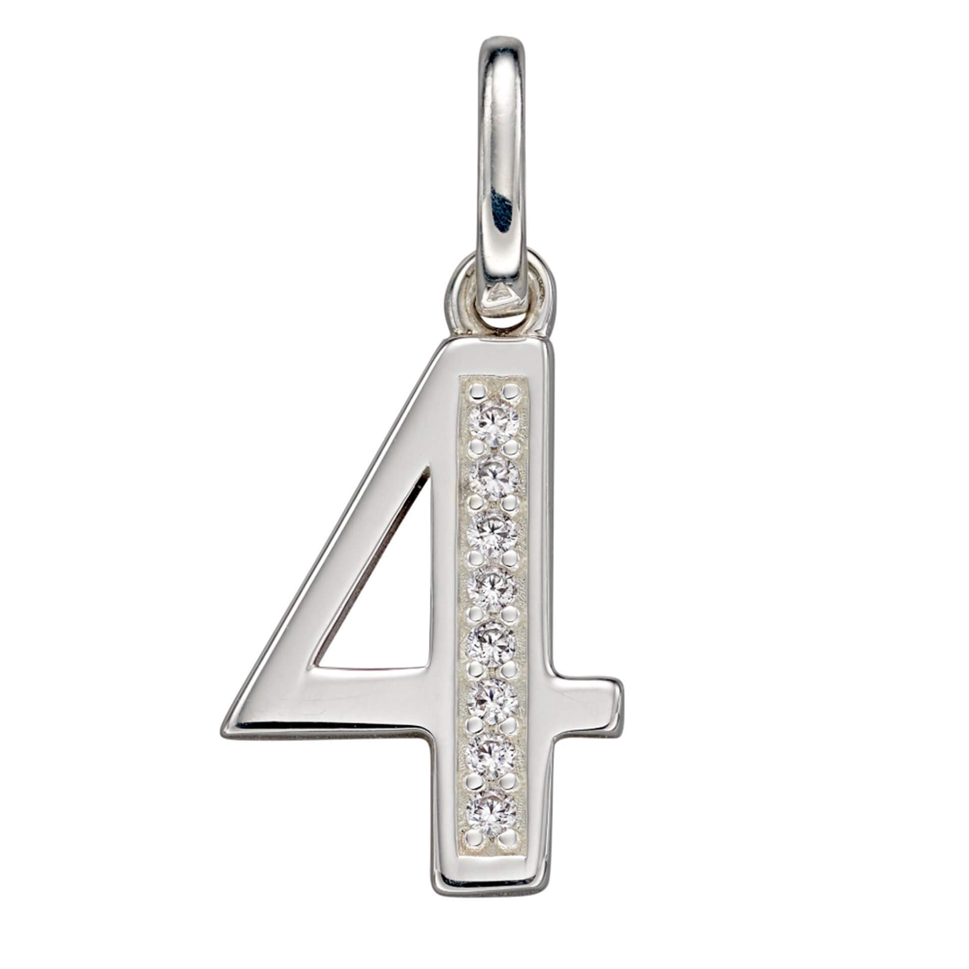 Gecko Jewellery Sterling Silver Number Pendant with Cubic Zirconia
