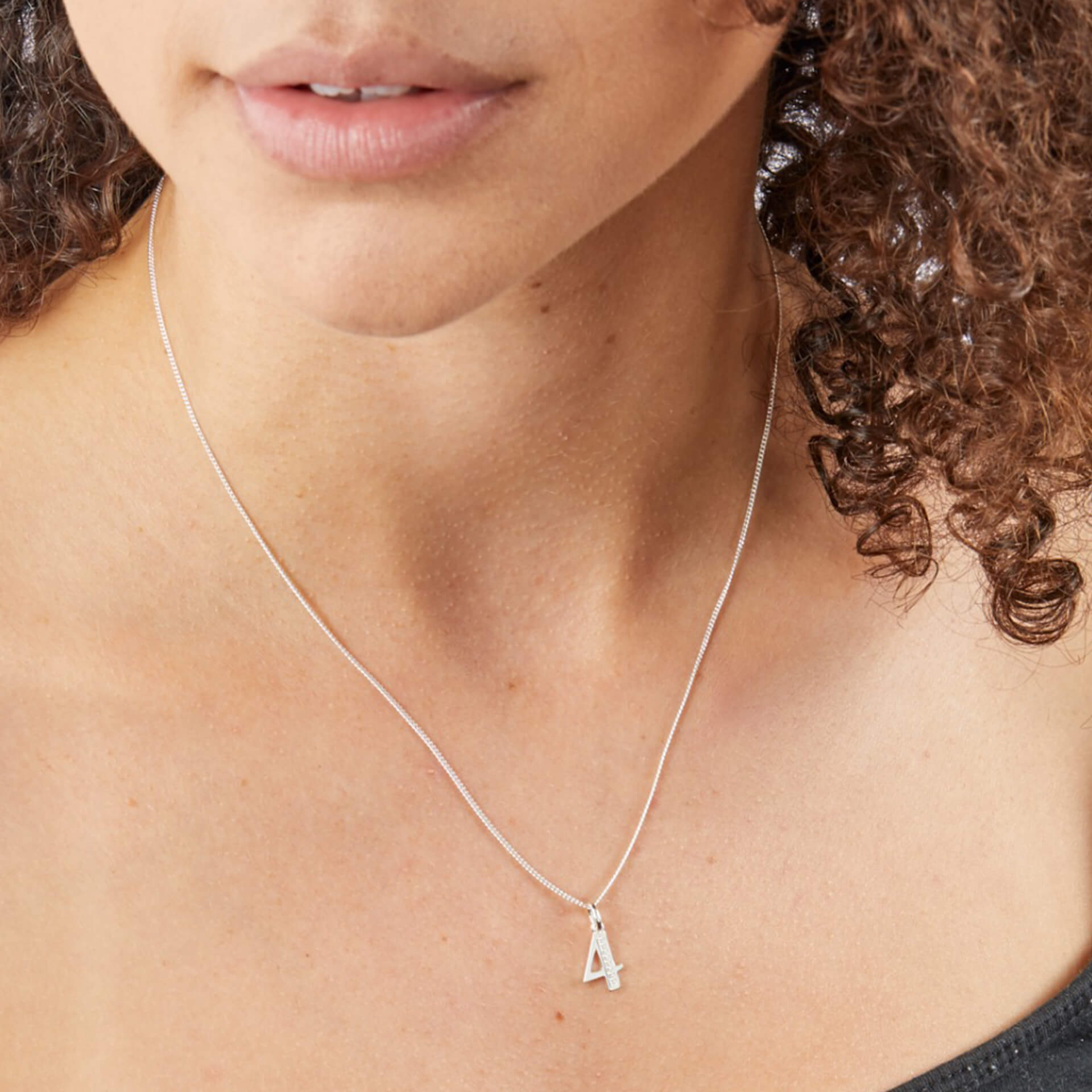 Gecko Jewellery Sterling Silver Number Pendant with Cubic Zirconia