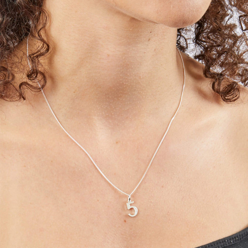 Gecko Jewellery Sterling Silver Number Pendant with Cubic Zirconia