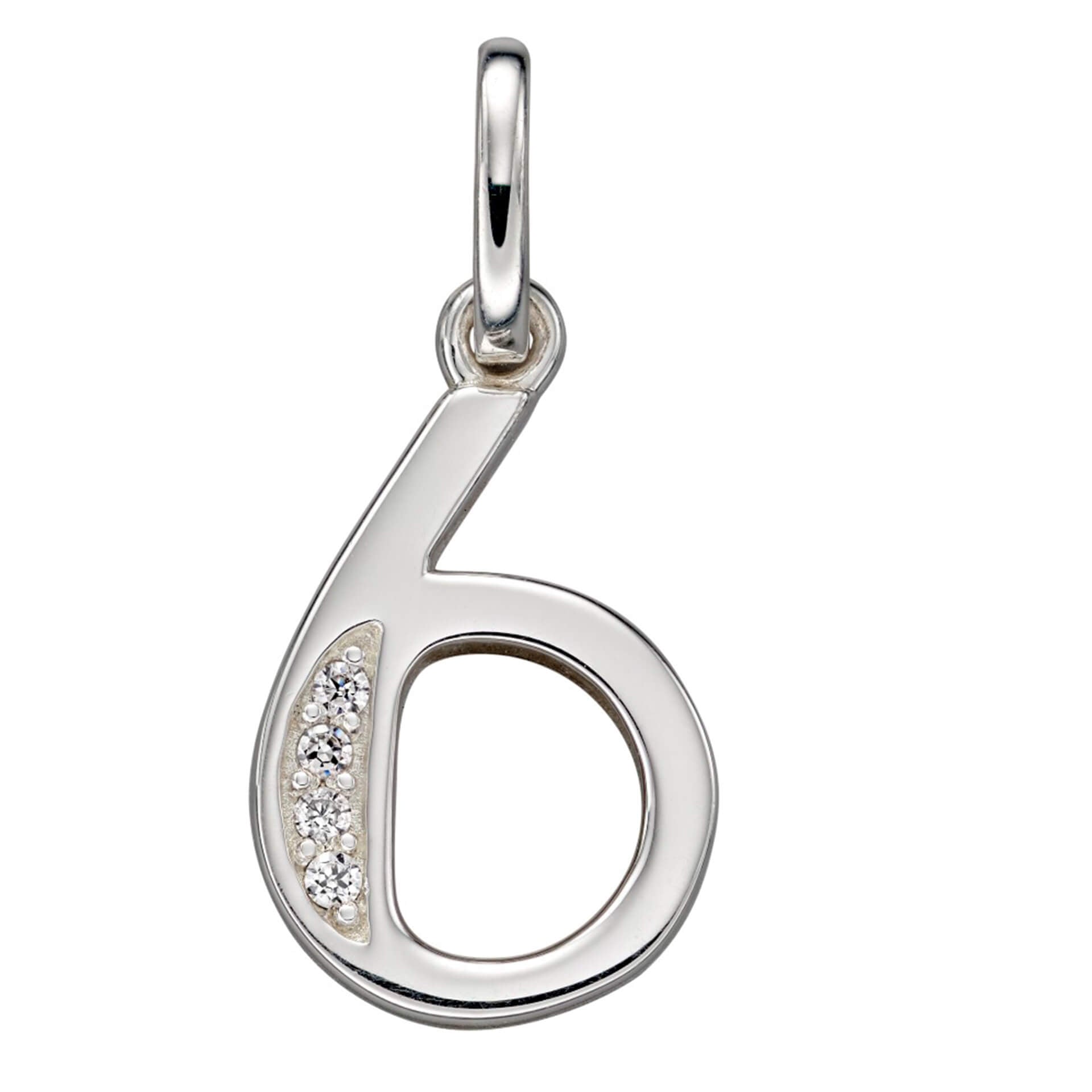 Gecko Jewellery Sterling Silver Number Pendant with Cubic Zirconia