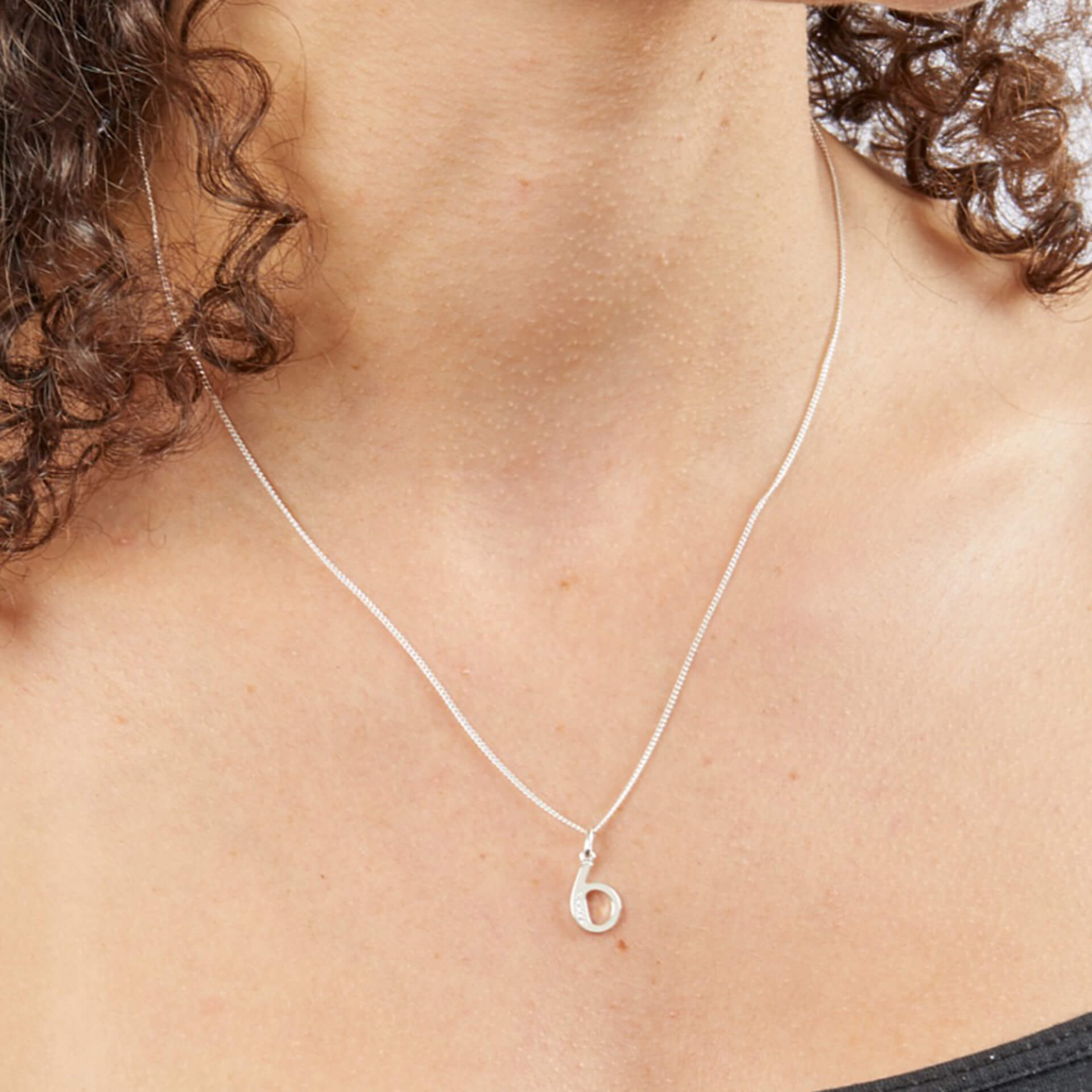 Gecko Jewellery Sterling Silver Number Pendant with Cubic Zirconia