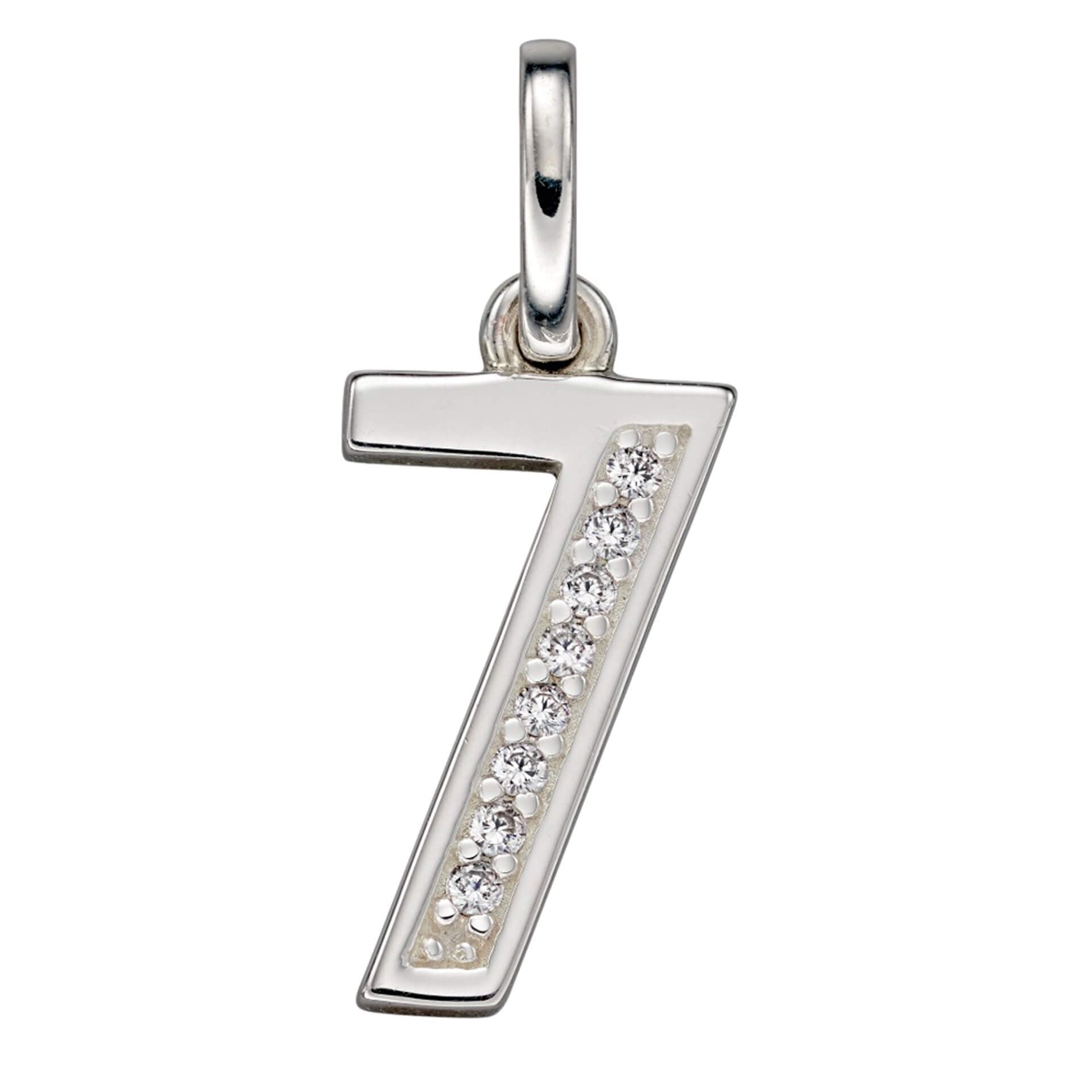 Gecko Jewellery Sterling Silver Number Pendant with Cubic Zirconia
