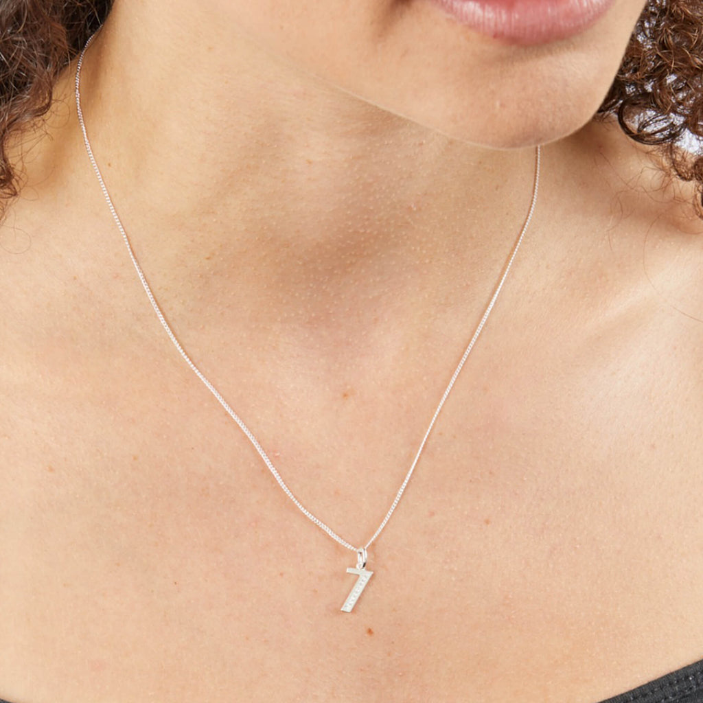 Gecko Jewellery Sterling Silver Number Pendant with Cubic Zirconia