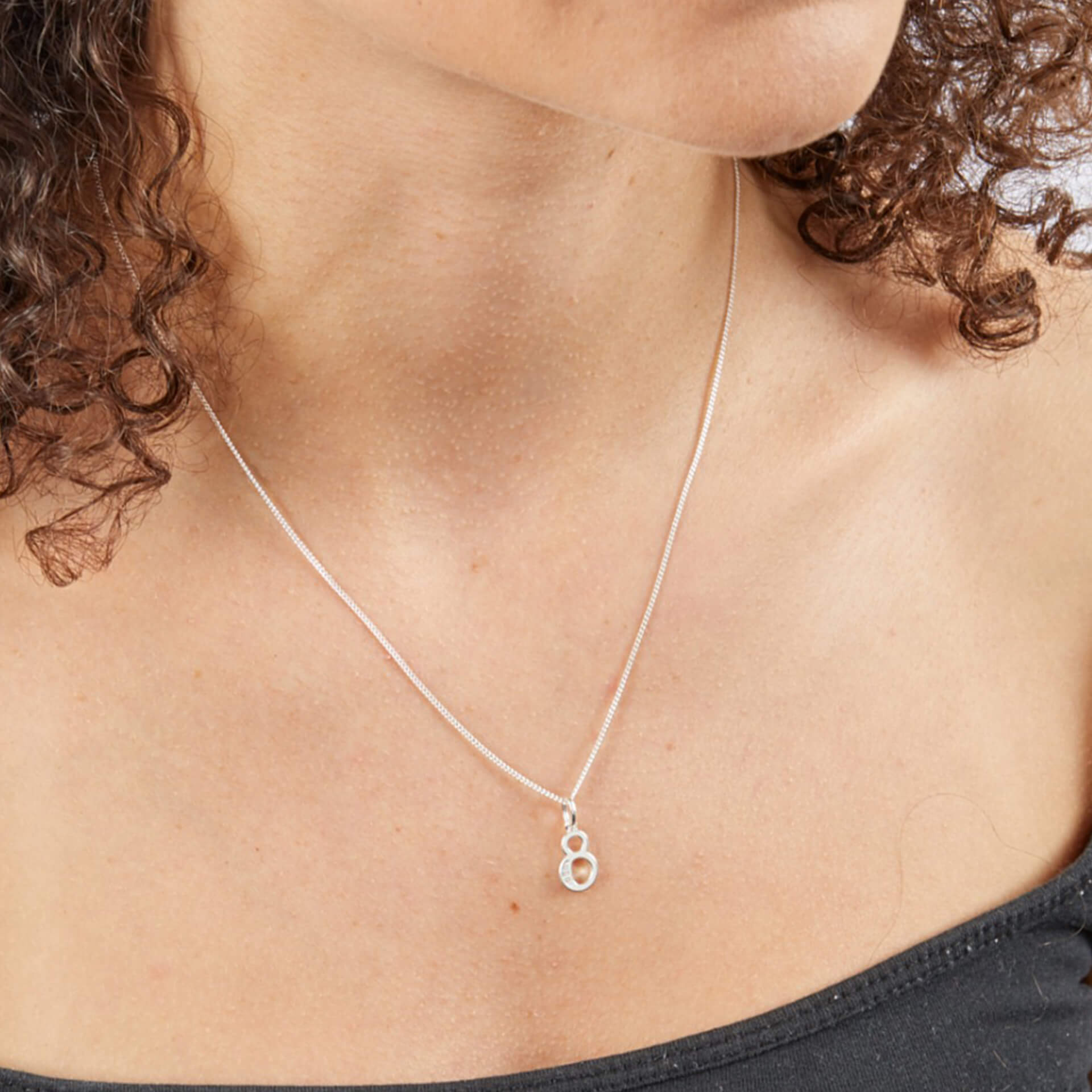 Gecko Jewellery Sterling Silver Number Pendant with Cubic Zirconia