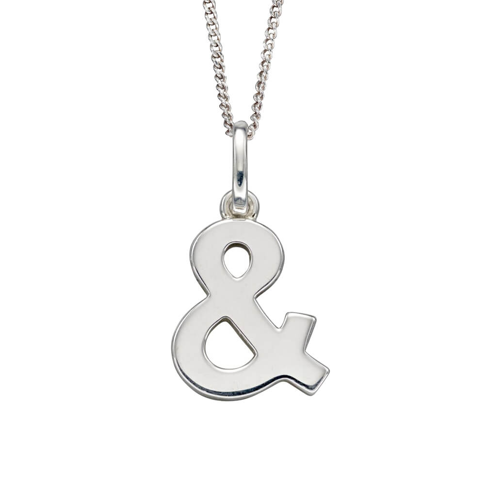 Sterling Silver Art Deco Ampersand Pendant with Cubic Zirconia | Gecko