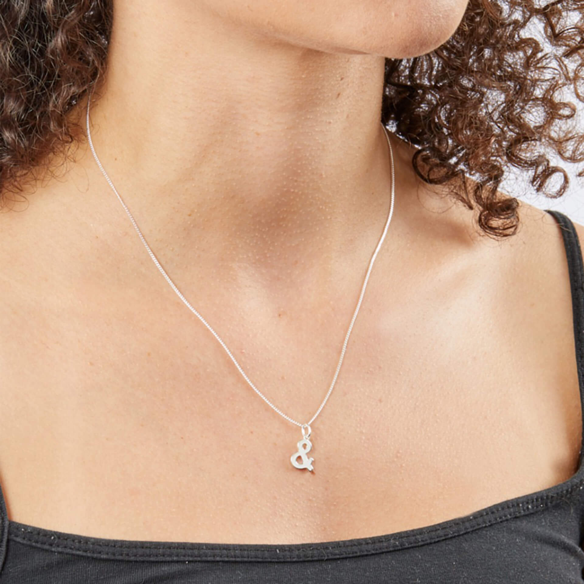 Sterling Silver Art Deco Ampersand Pendant with Cubic Zirconia | Gecko