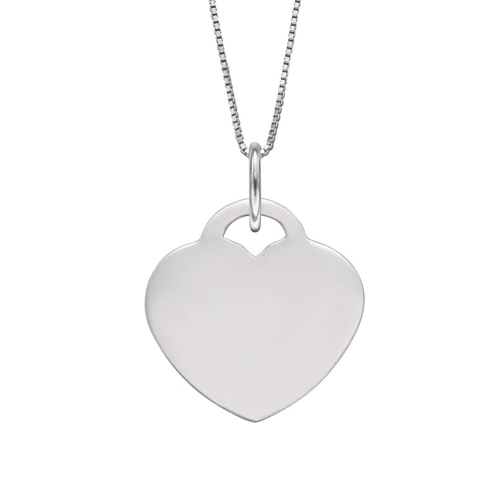 Gecko Jewellery Engravable Heart Pendant | 18mm Sterling Silver Charm