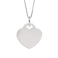 Gecko Jewellery Engravable Heart Pendant | 18mm Sterling Silver Charm