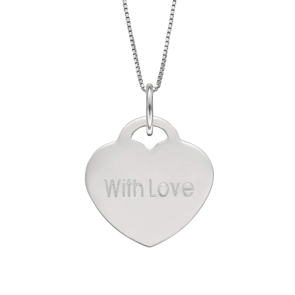 Gecko Jewellery Engravable Heart Pendant | 18mm Sterling Silver Charm
