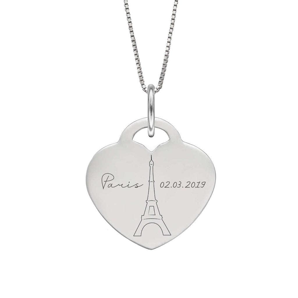 Gecko Jewellery Engravable Heart Pendant | 18mm Sterling Silver Charm