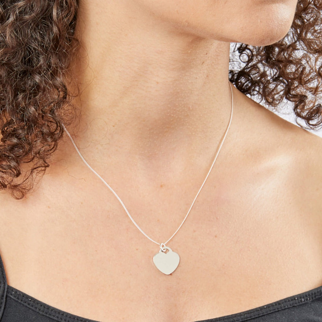 Gecko Jewellery Engravable Heart Pendant | 18mm Sterling Silver Charm