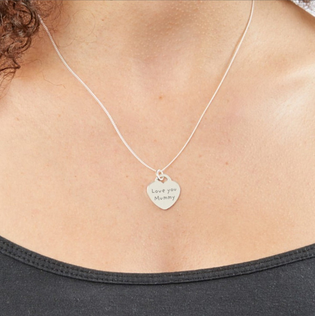 Gecko Jewellery Engravable Heart Pendant | 18mm Sterling Silver Charm