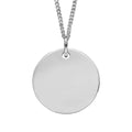 Beginnings Sterling Silver 18mm Large Engravable Disc Pendant Necklace
