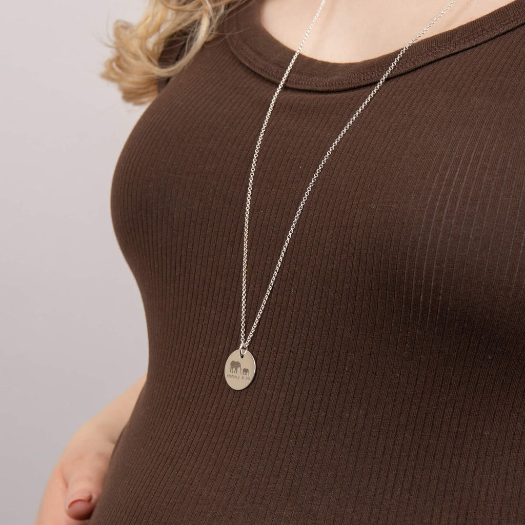 Beginnings Sterling Silver 18mm Large Engravable Disc Pendant Necklace