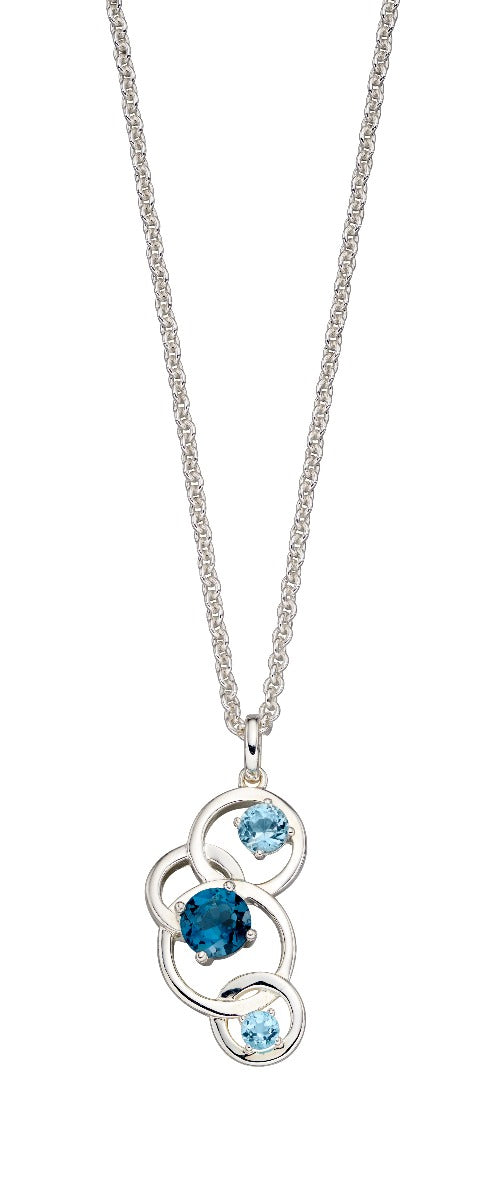 Gecko Jewellery Sterling Silver Multi Open Circle Pendant Necklace