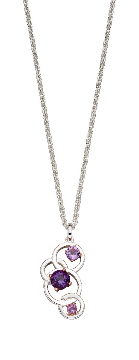 Gecko Jewellery Sterling Silver Multi Open Circle Pendant Necklace