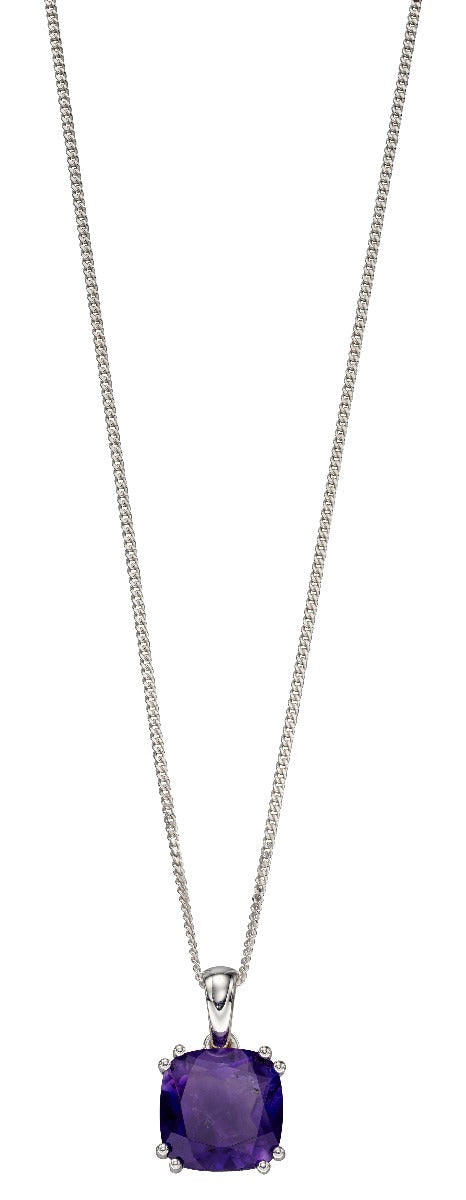 Gecko Jewellery Sterling Silver Cushion Pendant with Semi-Precious Stone