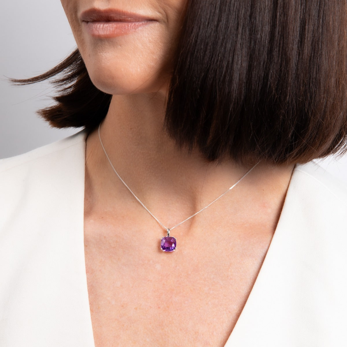 Gecko Jewellery Sterling Silver Cushion Pendant with Semi-Precious Stone