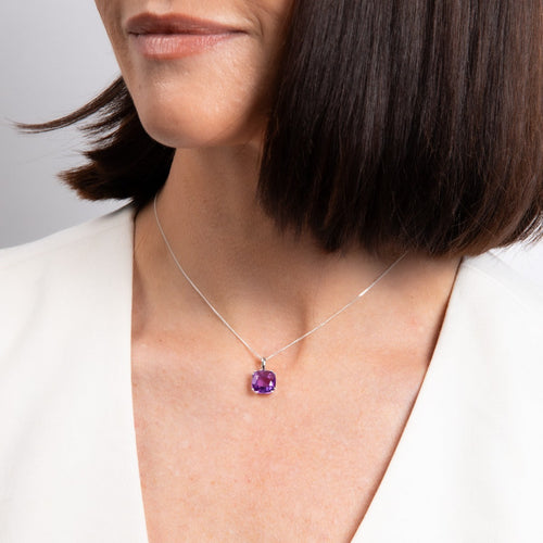 Gecko Jewellery Sterling Silver Cushion Pendant with Semi-Precious Stone