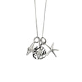 Gecko Jewellery Sterling Silver Beach Necklace with Starfish & Shells