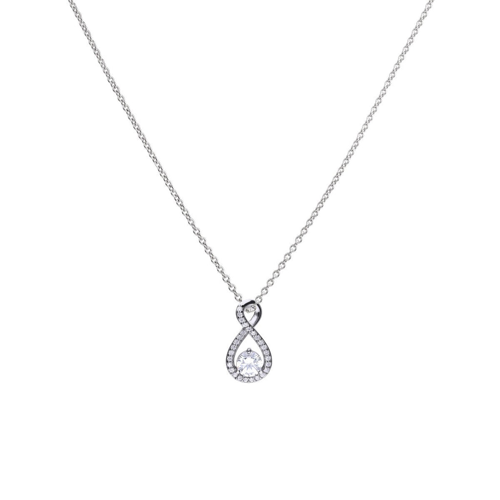 Gecko Jewellery Infinity Pendant – Sterling Silver Cubic Zirconia Necklace
