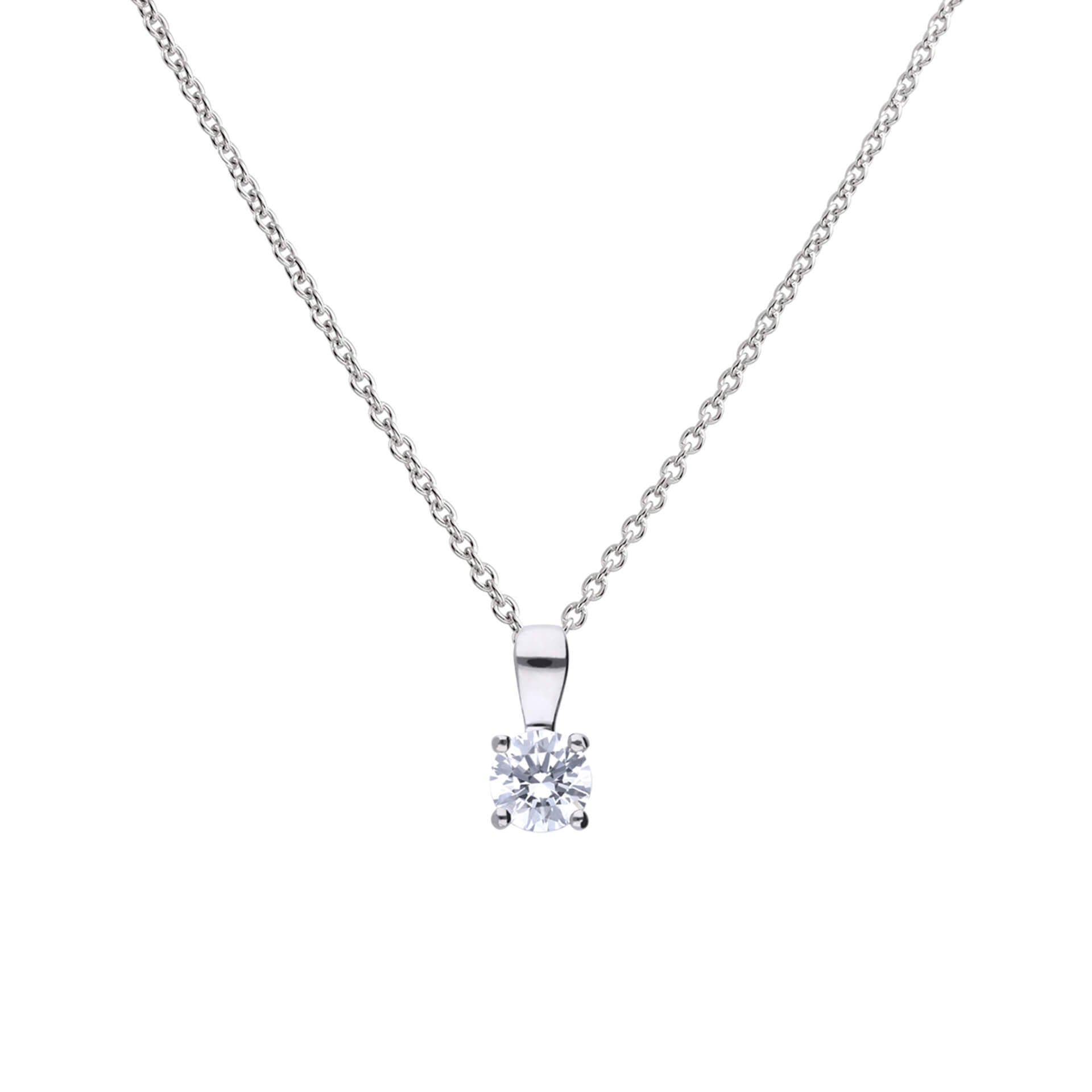 Gecko Jewellery Sterling Silver Four Claw Solitaire Zirconia Pendant