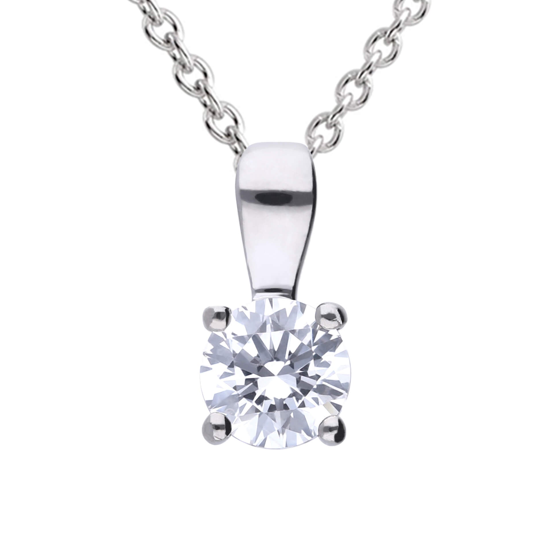 Gecko Jewellery Sterling Silver Four Claw Solitaire Zirconia Pendant