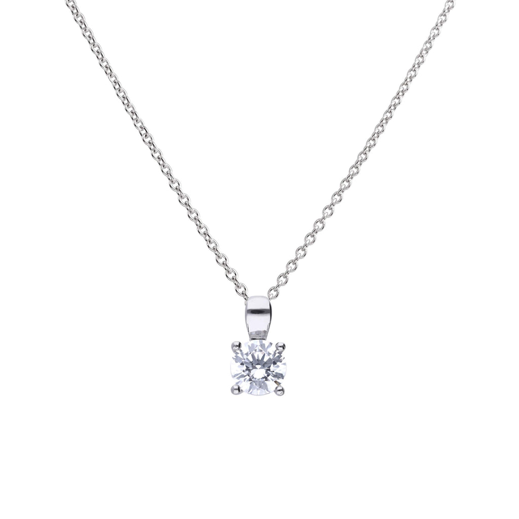 Gecko Jewellery Sterling Silver Four Claw Solitaire Zirconia Pendant