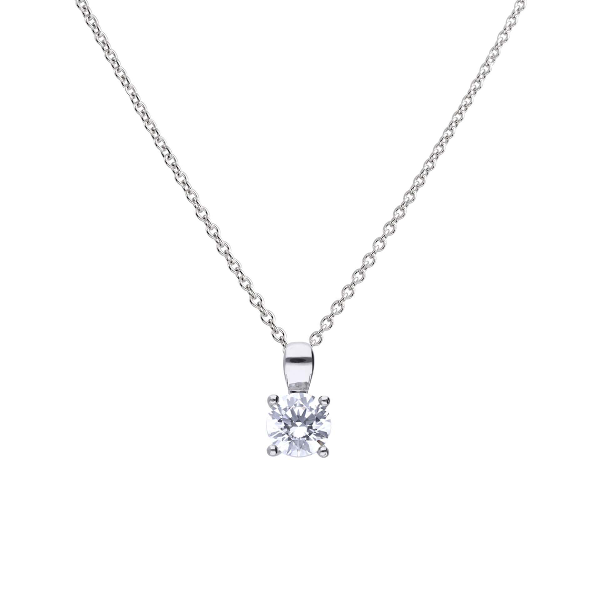 Gecko Jewellery Sterling Silver Four Claw Solitaire Zirconia Pendant
