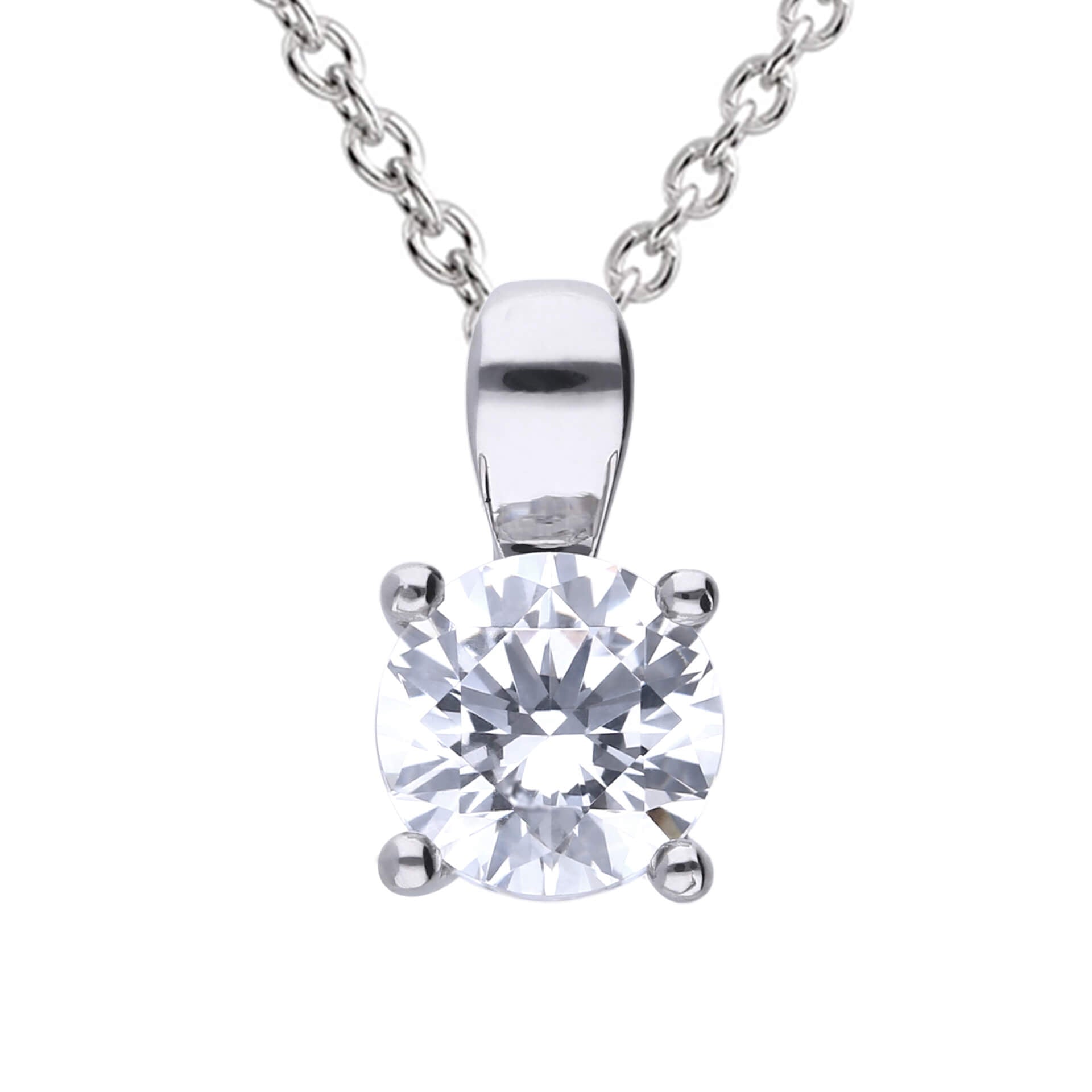 Gecko Jewellery Sterling Silver Four Claw Solitaire Zirconia Pendant