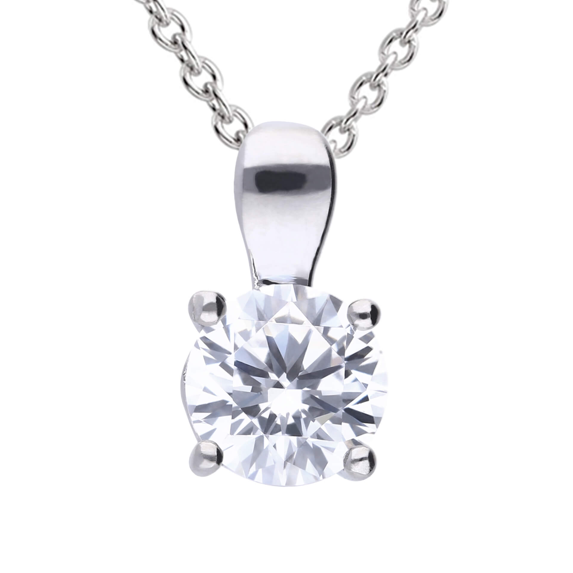 Gecko Jewellery Sterling Silver Four Claw Solitaire Zirconia Pendant