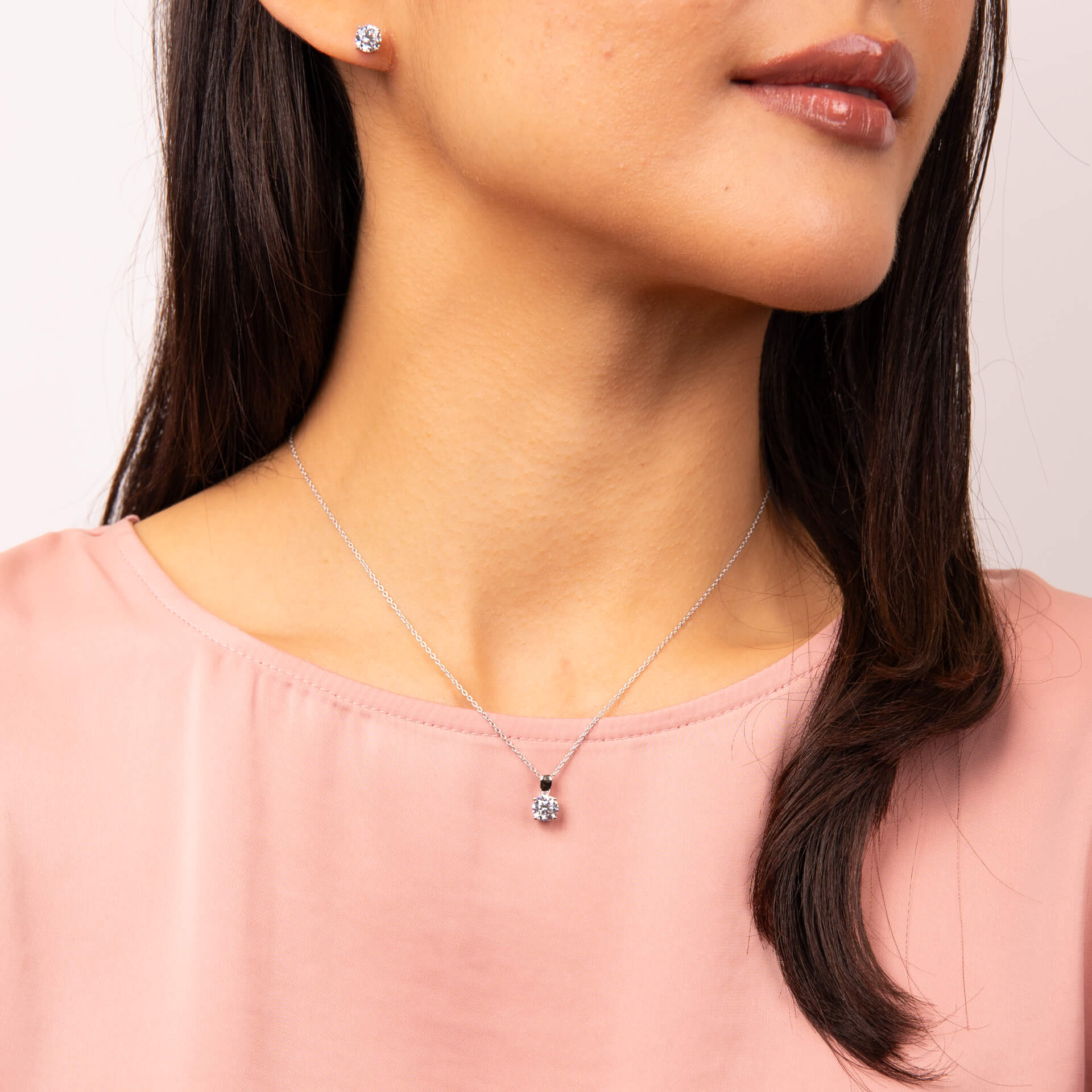 Gecko Jewellery Sterling Silver Four Claw Solitaire Zirconia Pendant