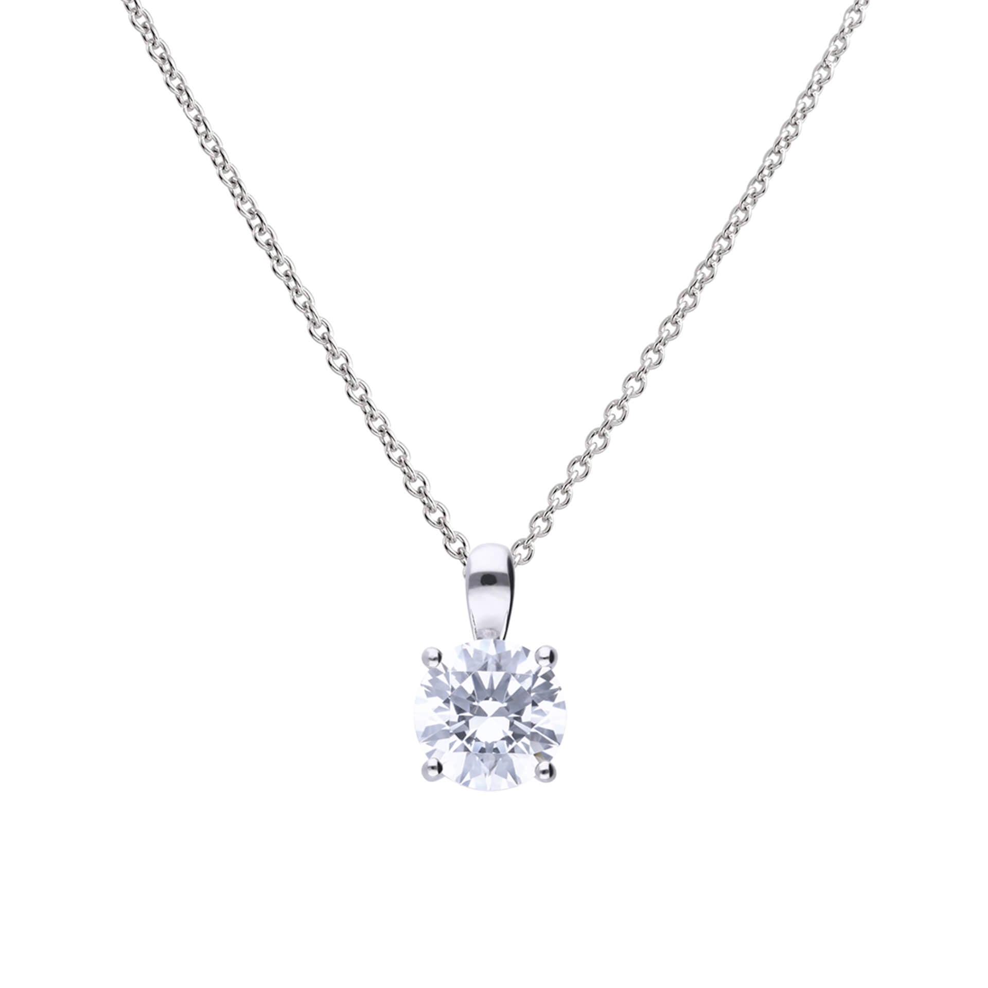Gecko Jewellery Sterling Silver Four Claw Solitaire Zirconia Pendant