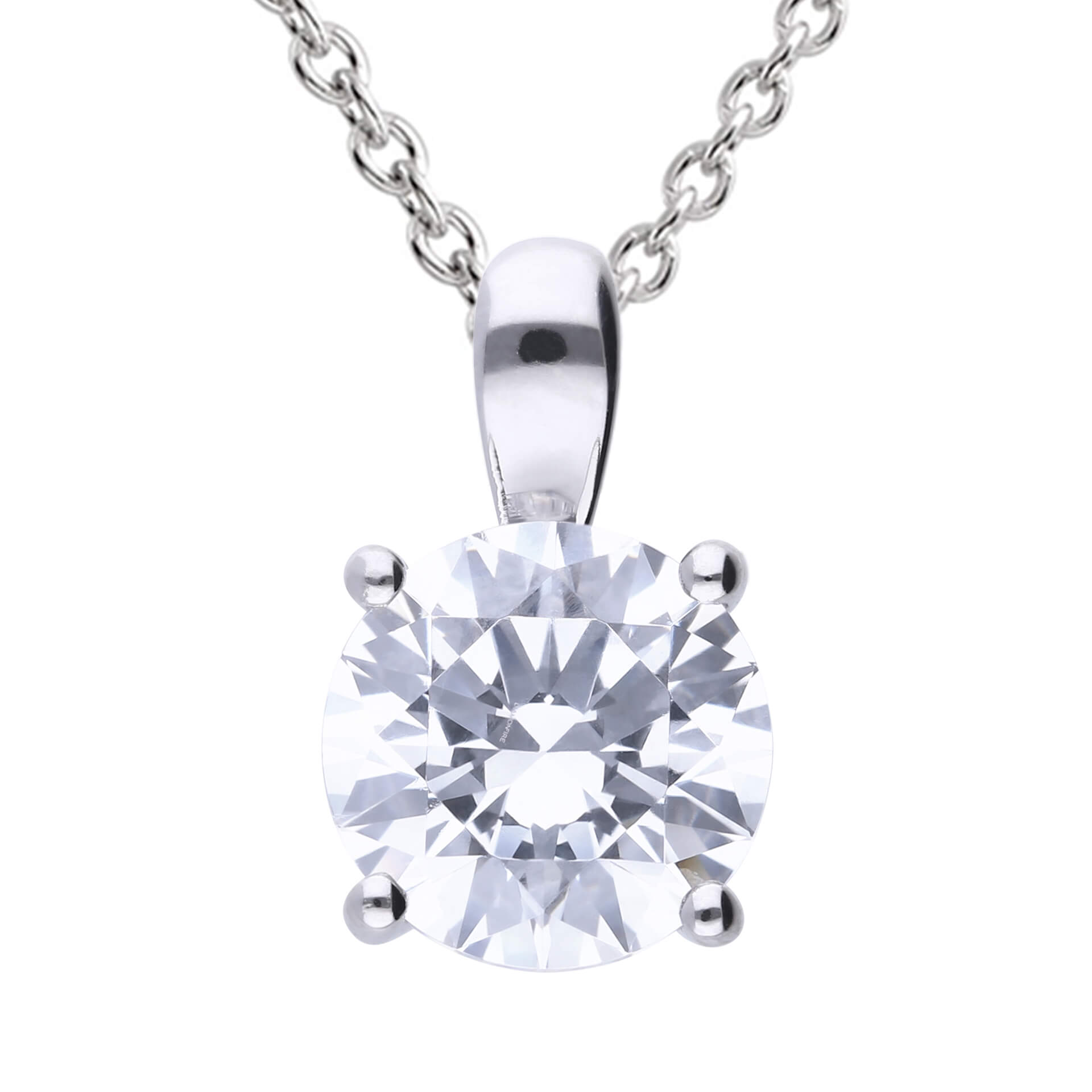 Gecko Jewellery Sterling Silver Four Claw Solitaire Zirconia Pendant