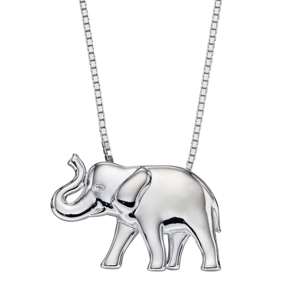 Gecko Jewellery Polished Silver Elephant Pendant for Nature Lovers