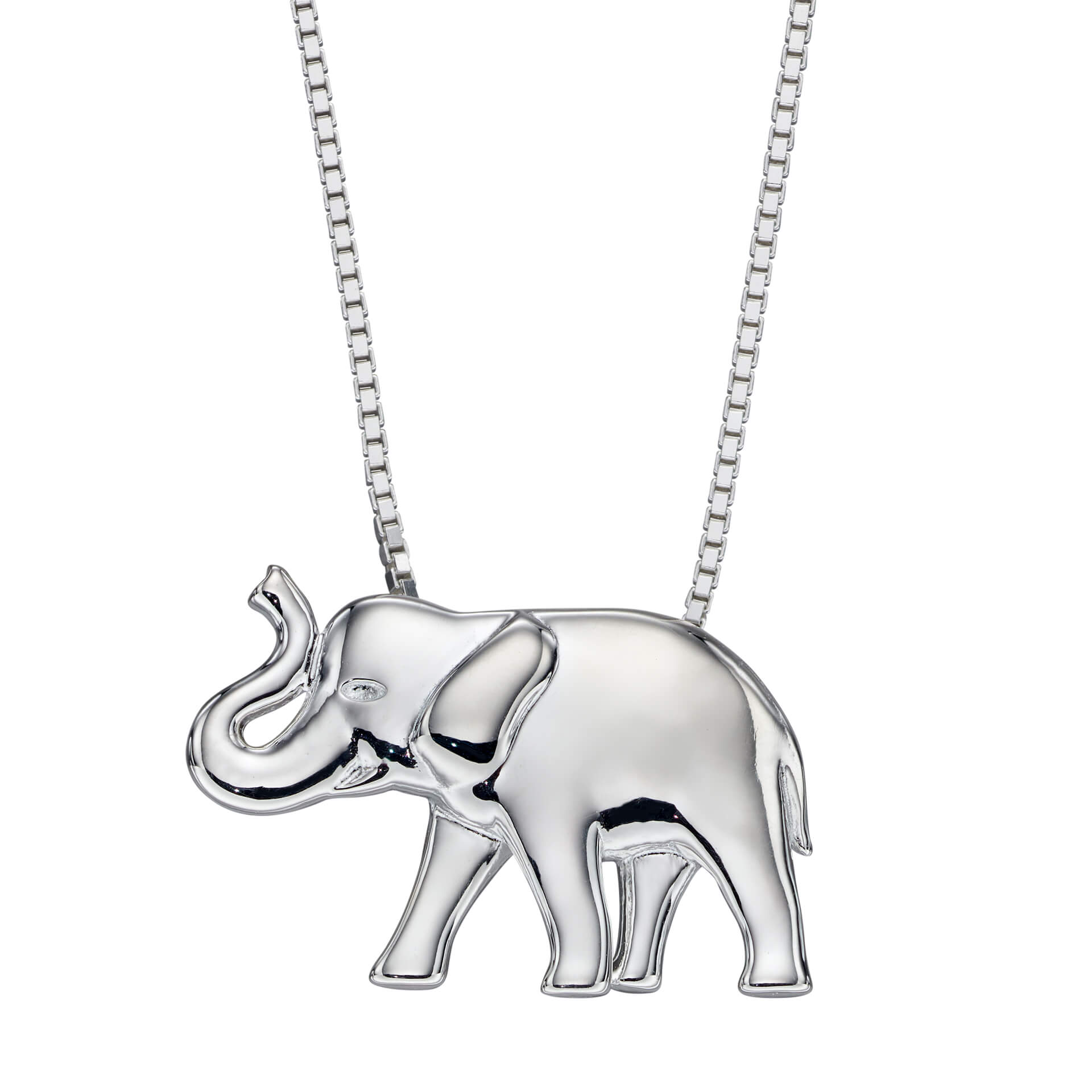 Gecko Jewellery Polished Silver Elephant Pendant for Nature Lovers