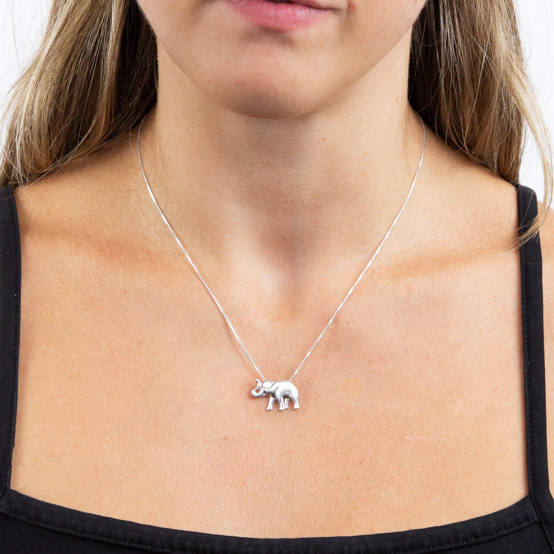 Gecko Jewellery Polished Silver Elephant Pendant for Nature Lovers
