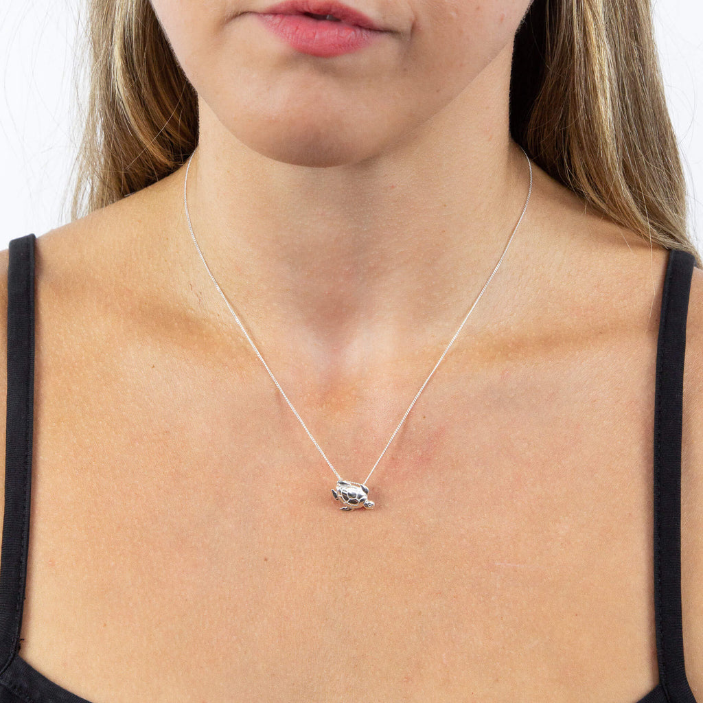 Turtle Pendant in Polished Silver by Gecko Jewellery Retail – Sea Life