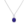 Gecko Jewellery Oval Zirconia Drop Pendant in Triple Plated Sterling Silver