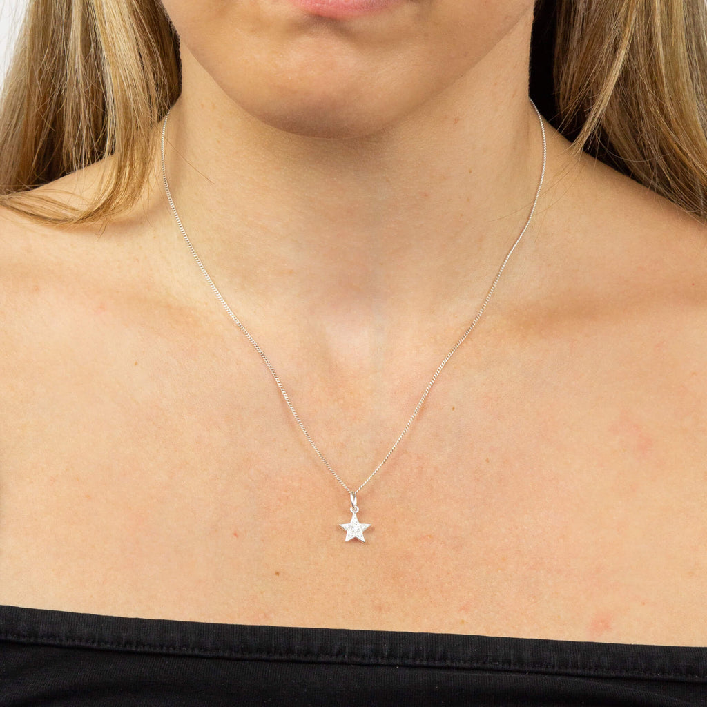 Gecko Jewellery Pave Set Star Pendant with Cubic Zirconia Stones