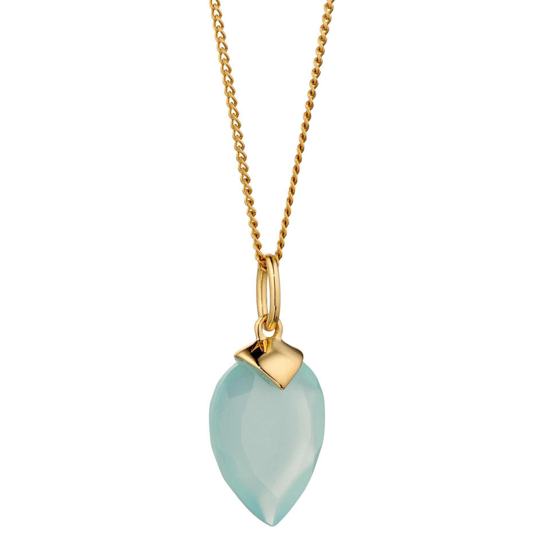 Gecko Jewellery Chalcedony Birthstone Pendant – Gold Plated Silver Charm