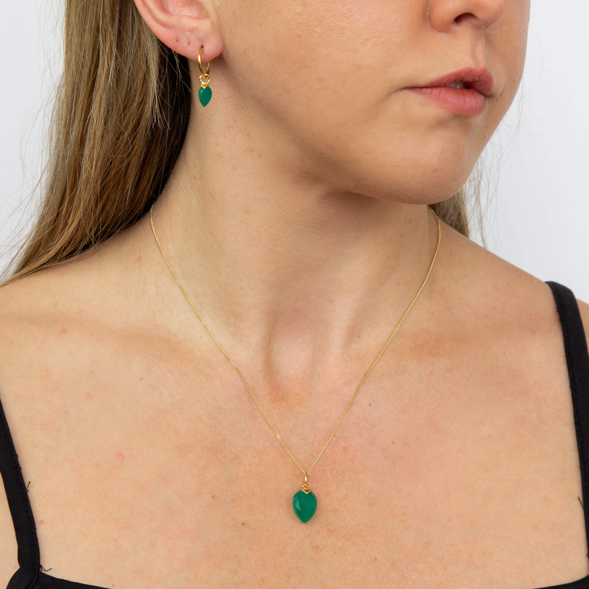 Gecko Jewellery Chalcedony Birthstone Hoop Earring Charms - Gold Plated