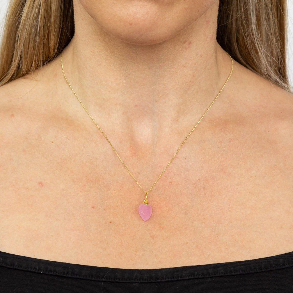 Gecko Jewellery Chalcedony Birthstone Pendant – Gold Plated Silver Charm