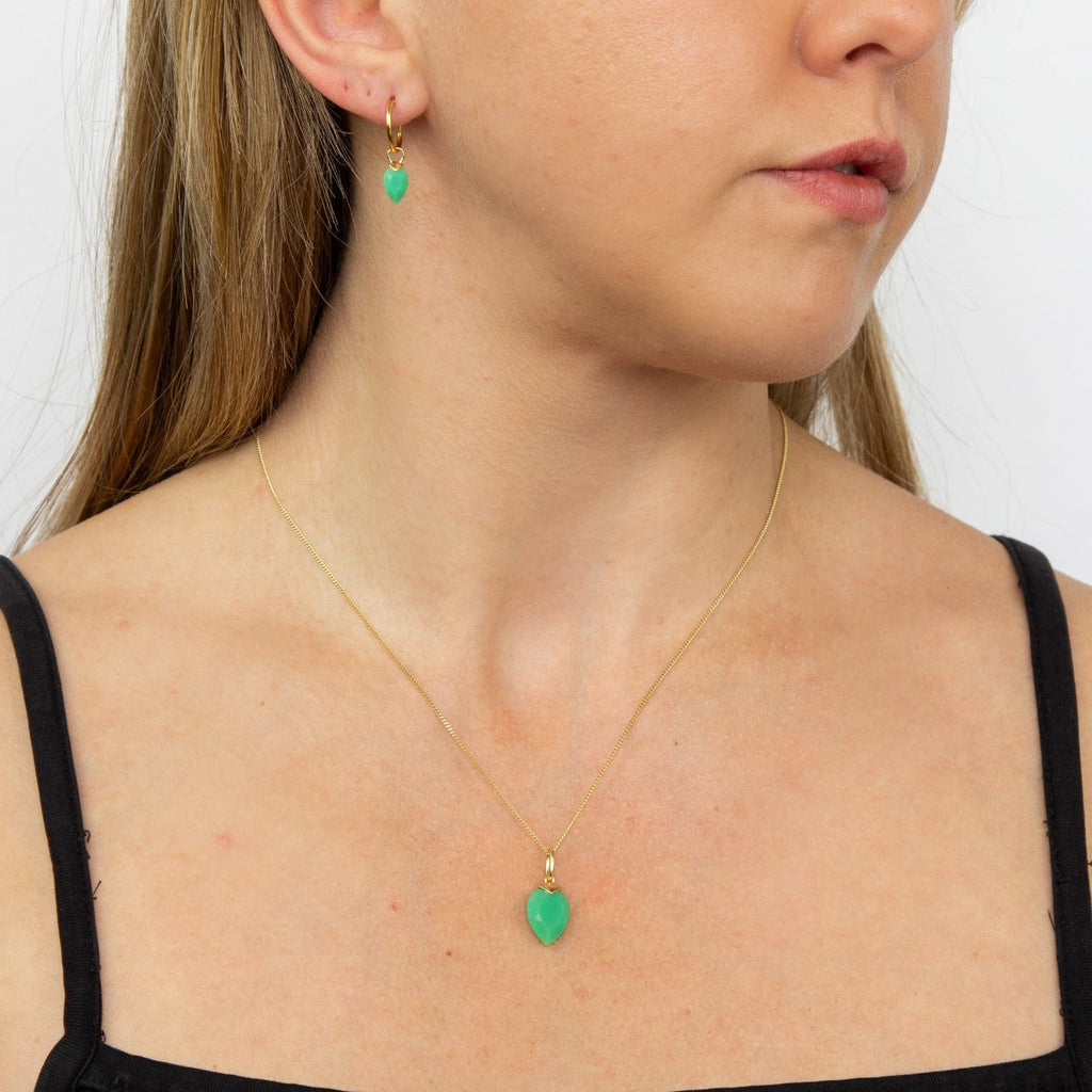 Gecko Jewellery Chalcedony Birthstone Hoop Earring Charms - Gold Plated